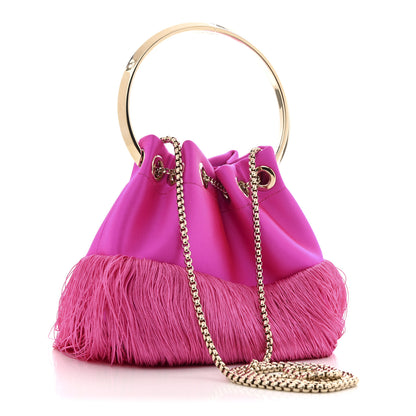 Jimmy Choo Satin Fringe Bon Bon Bag Fuchsia 3 of 12