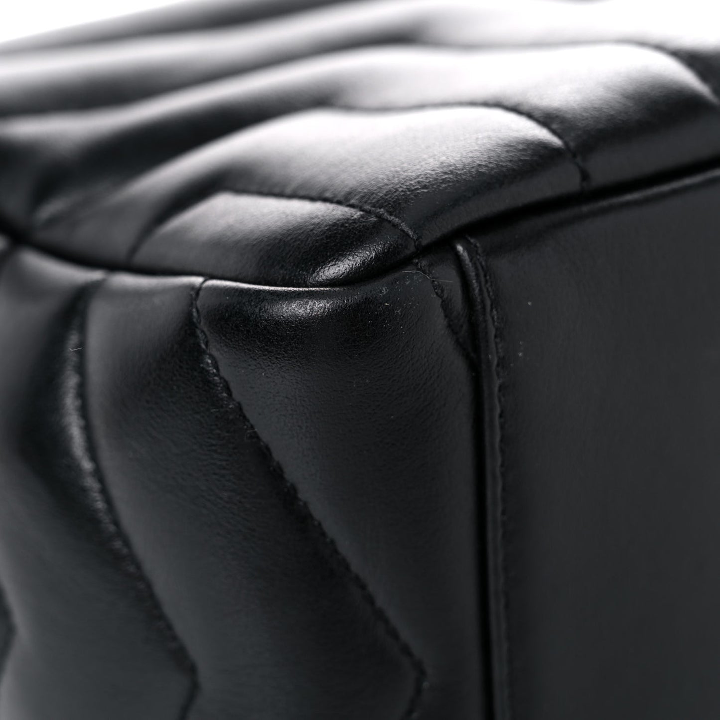 Calfskin Y Quilted Monogram Small Loulou Bowling Bag Black
