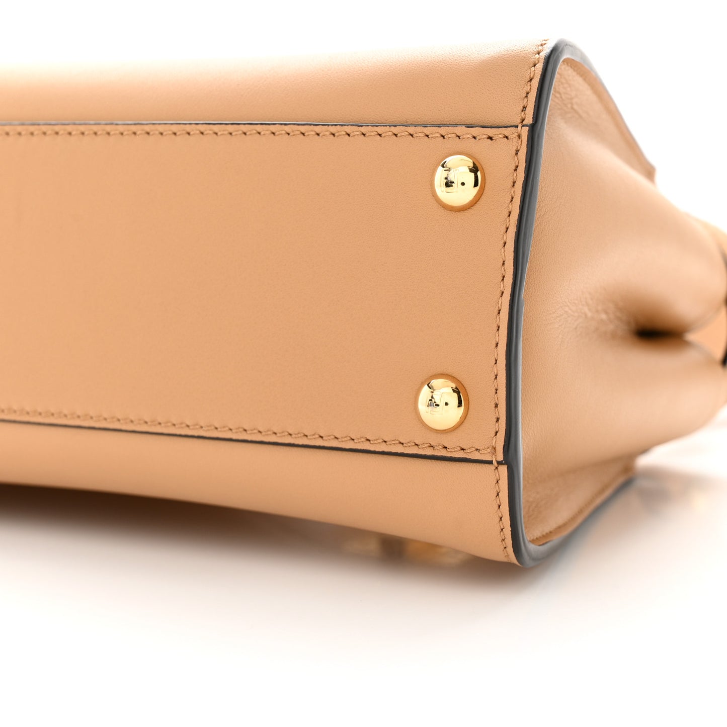 Vitello Seta Canvas FF Embroidered Mini Peekaboo Iconic Satchel Miele Scuro Poudre