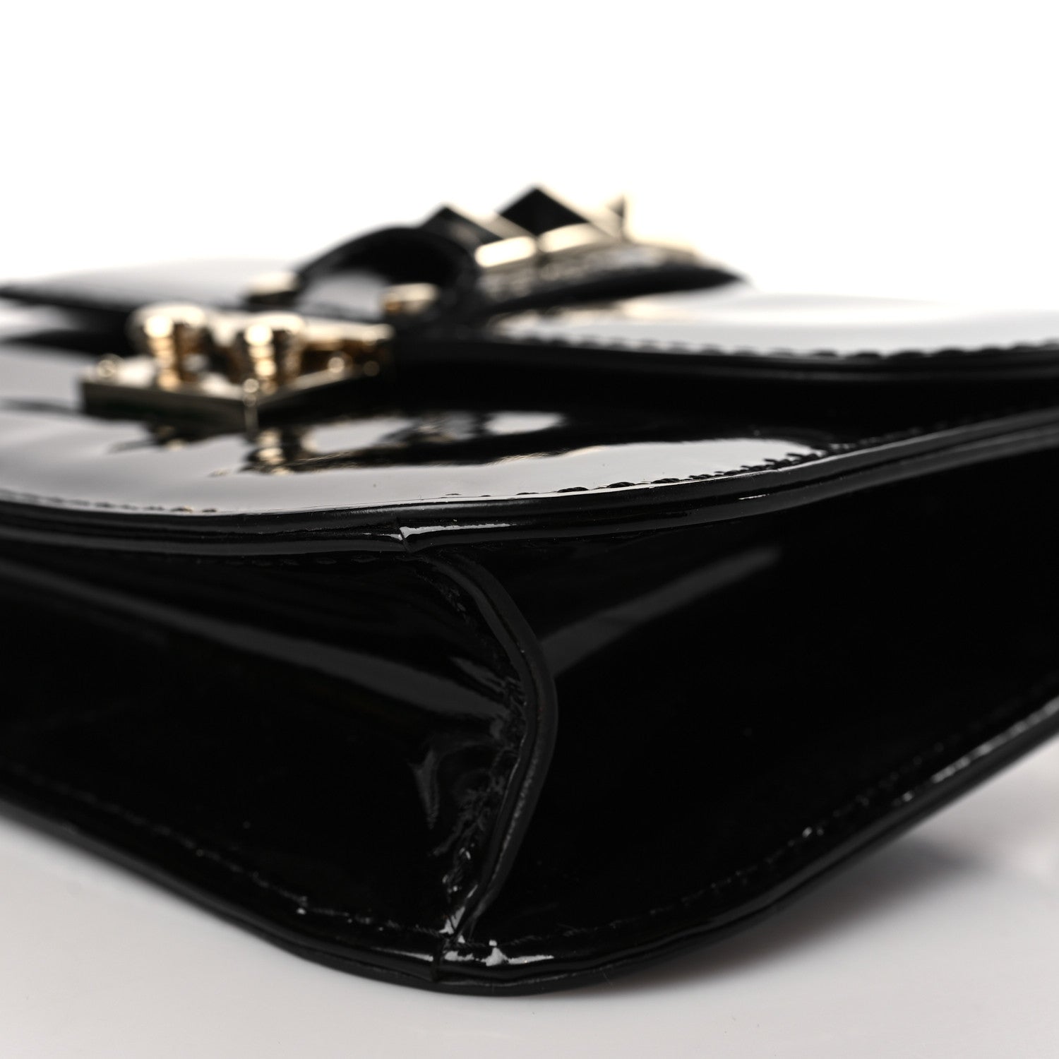 Valentino Garavani Patent Small Glam Lock Rockstud Flap Black 7 of 7