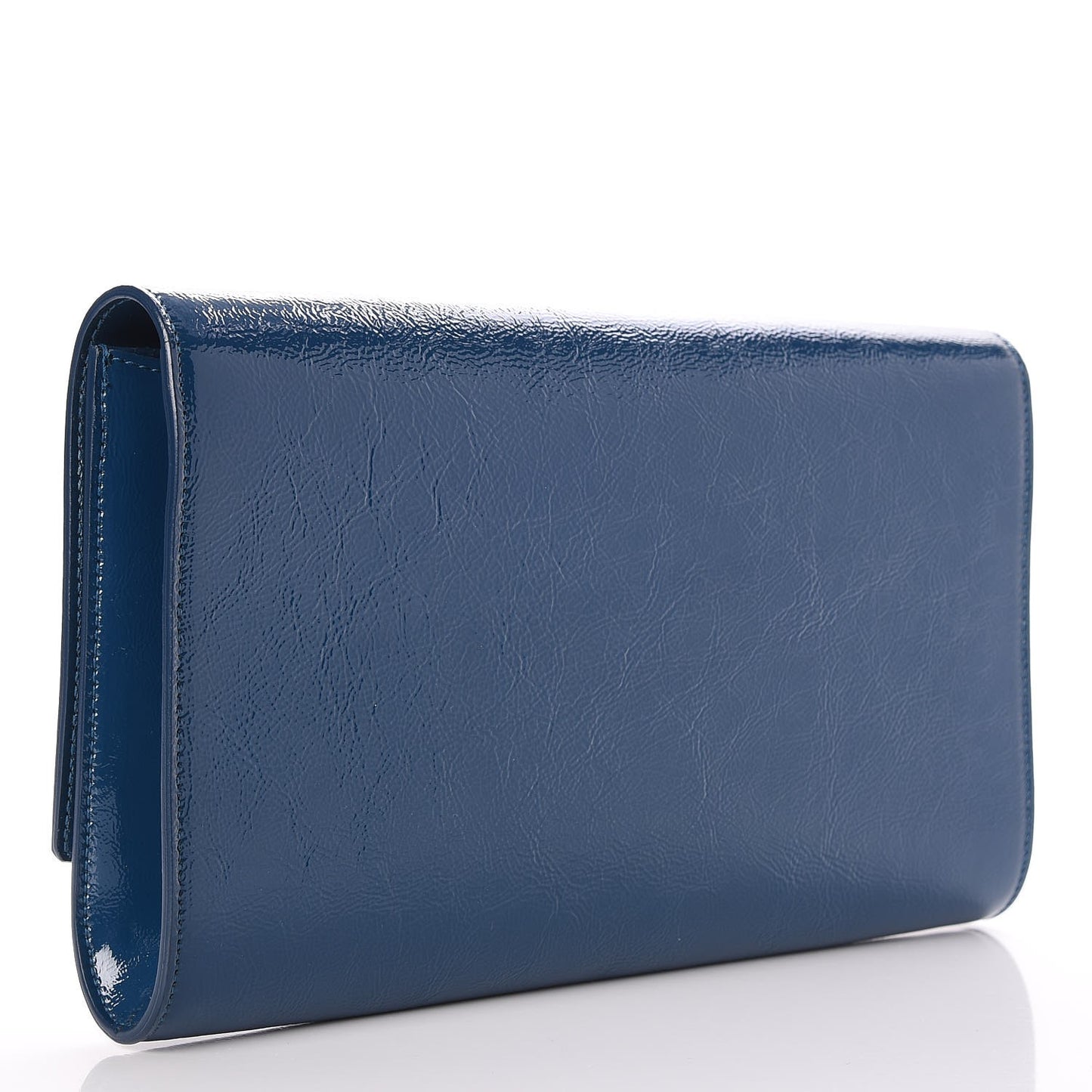 Textured Patent Large Belle de Jour Clutch Blue