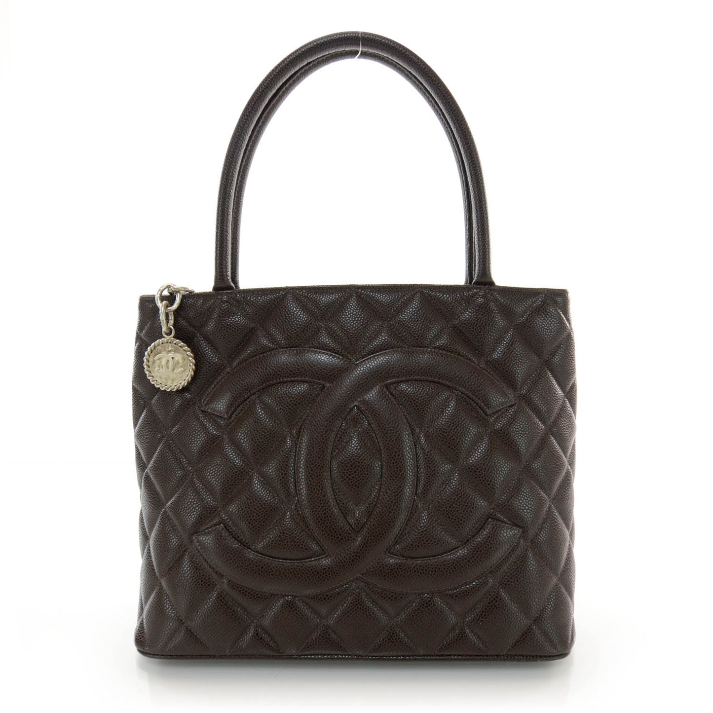 Caviar Medallion Tote Dark Brown