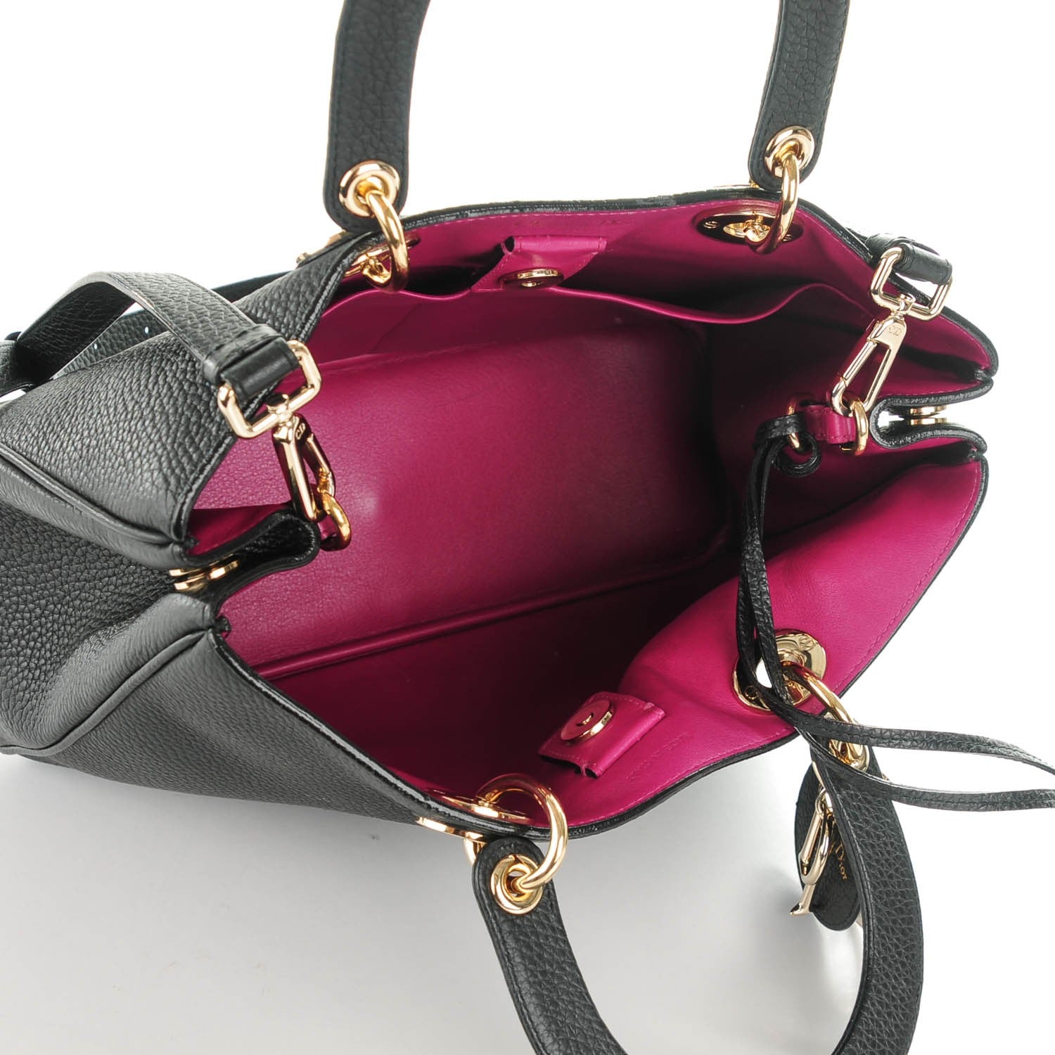 Christian Dior Bullcalf Medium Diorissimo Tote Black Rose Indien 7 of 10