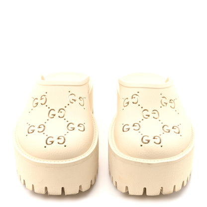Gucci Rubber Monogram GG Go Through Platform Slide Clogs 38 Mystic White 3 of 11
