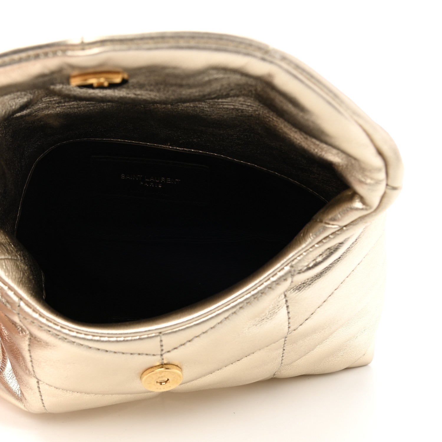Saint Laurent Metallic Lambskin Monogram Loulou Puffer Pouch Clutch Gold 5 of 7