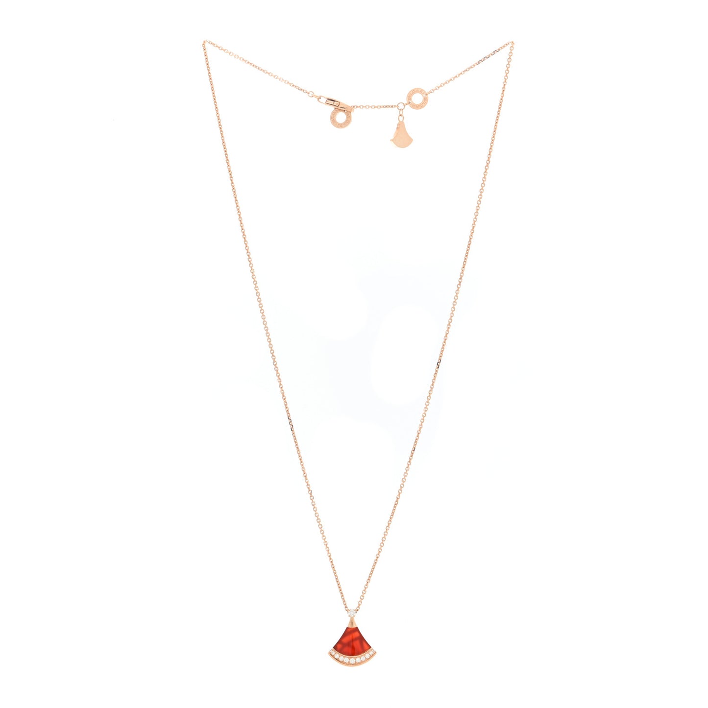 18K Rose Gold Diamond Carnelian Divas' Dream Pave Pendant Necklace