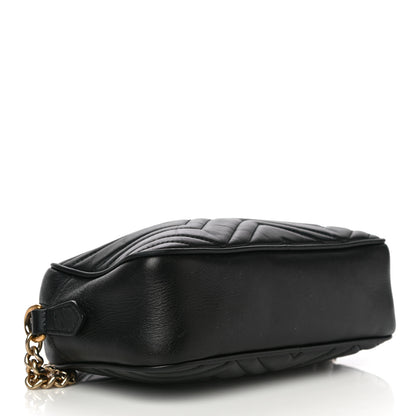 Gucci Calfskin Matelasse Small GG Marmont Chain Shoulder Bag Black 4 of 16