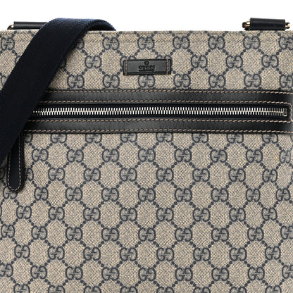 Gucci GG Supreme Monogram Small Flat Side Zip Messenger Bag Beige Blue 8 of 12