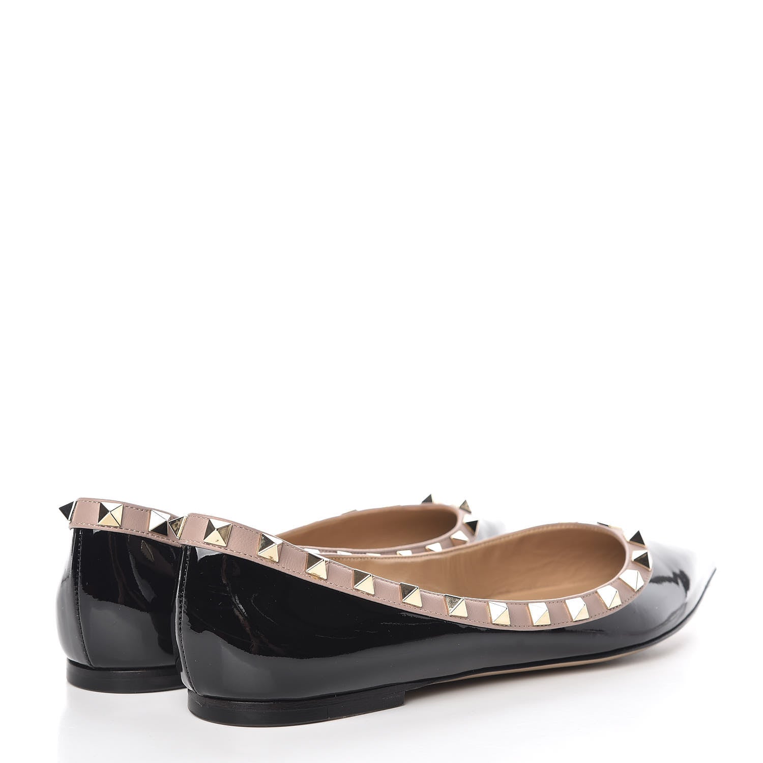 Valentino Garavani Patent Nappa Rockstud Ballerina Flats 37.5 Black Poudre 4 of 14