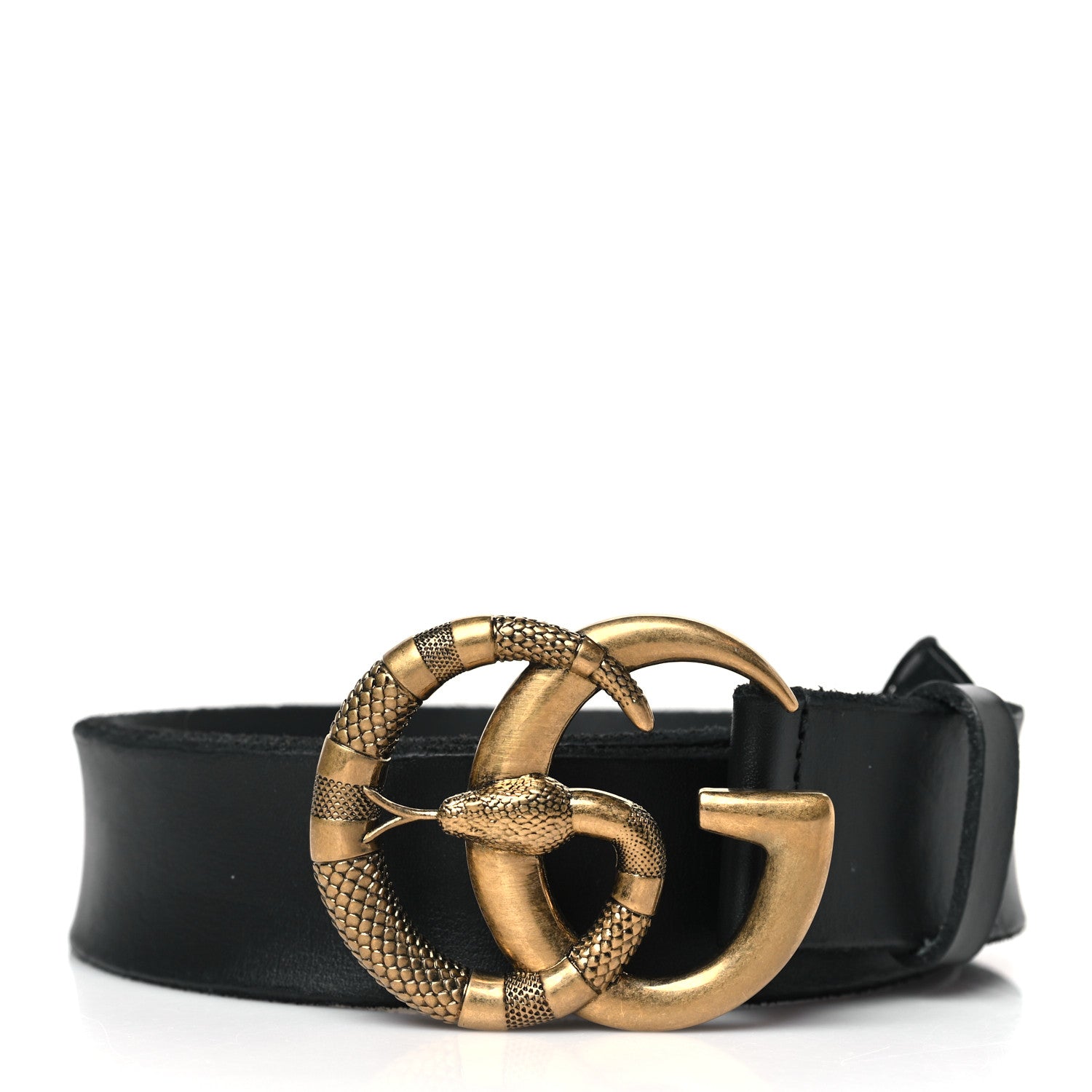 Gucci Faded Calfskin Snake Double G 40mm Belt 95 38 Black 1 of 5