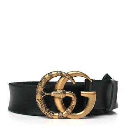 Gucci Faded Calfskin Snake Double G 40mm Belt 95 38 Black 1 of 5