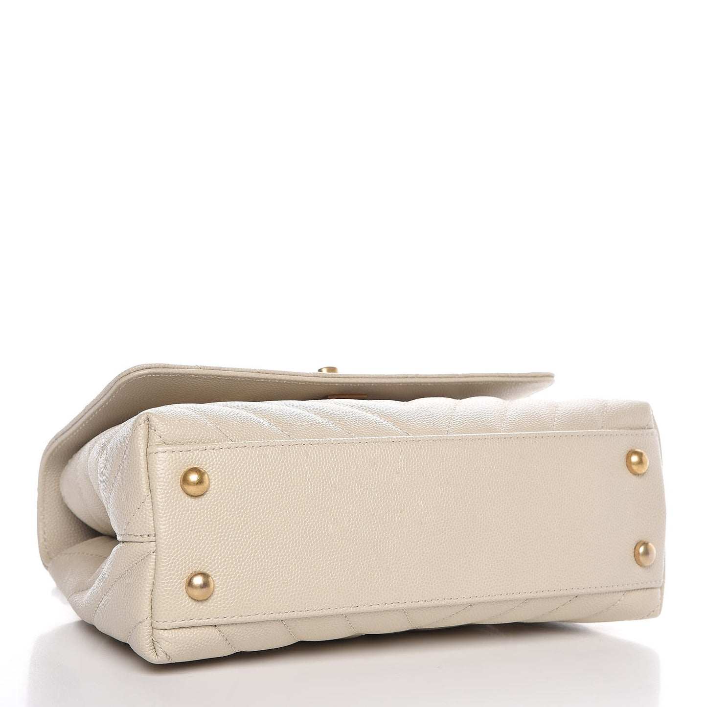 Caviar Lizard Chevron Quilted Mini Coco Handle Flap Ivory