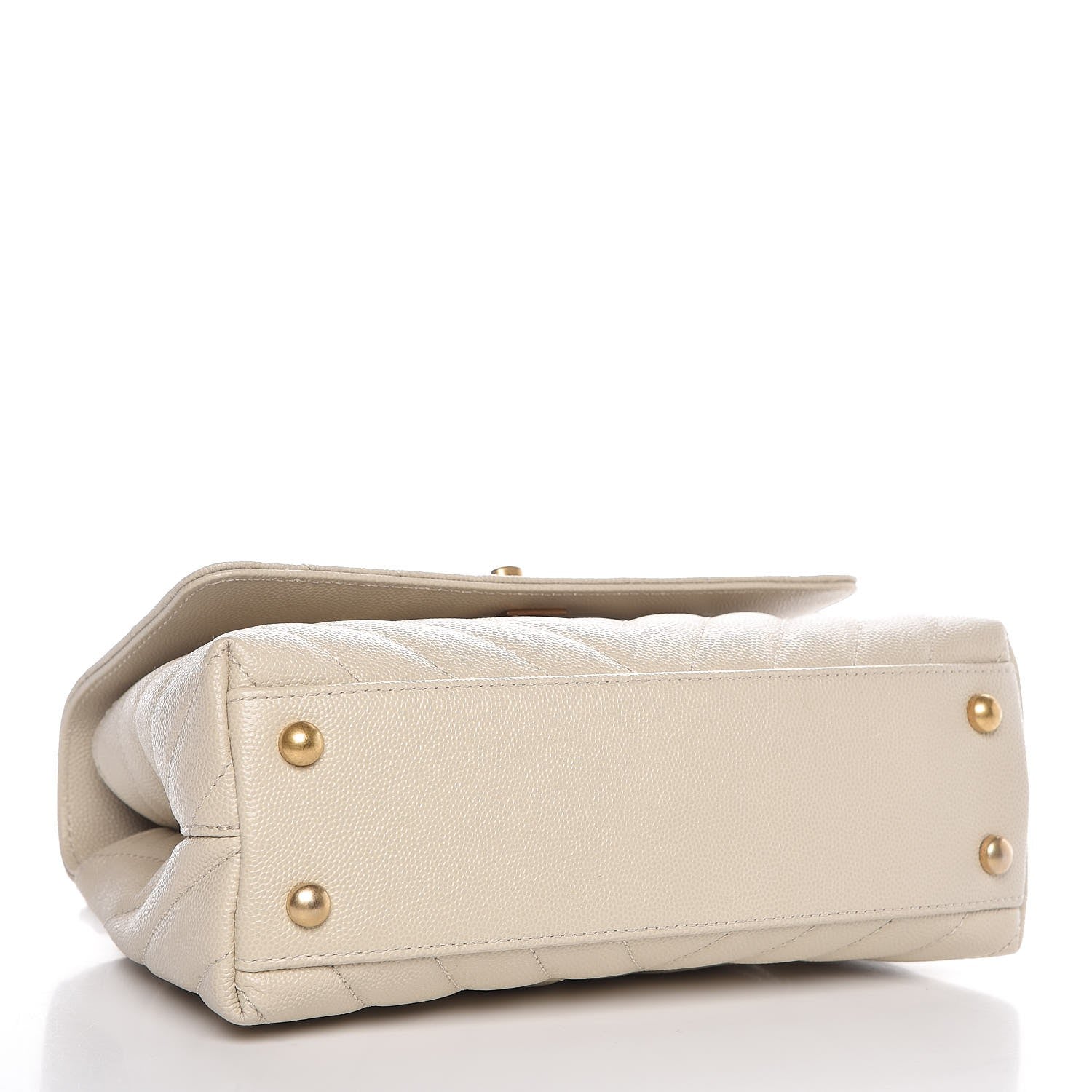 Chanel Caviar Lizard Chevron Quilted Mini Coco Handle Flap Ivory 4 of 7