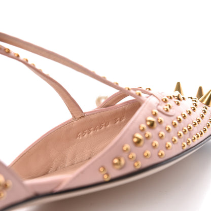 Gucci Malaga Kid Studded Pointed Toe Unia Flats 38 Perfect Pink 9 of 11
