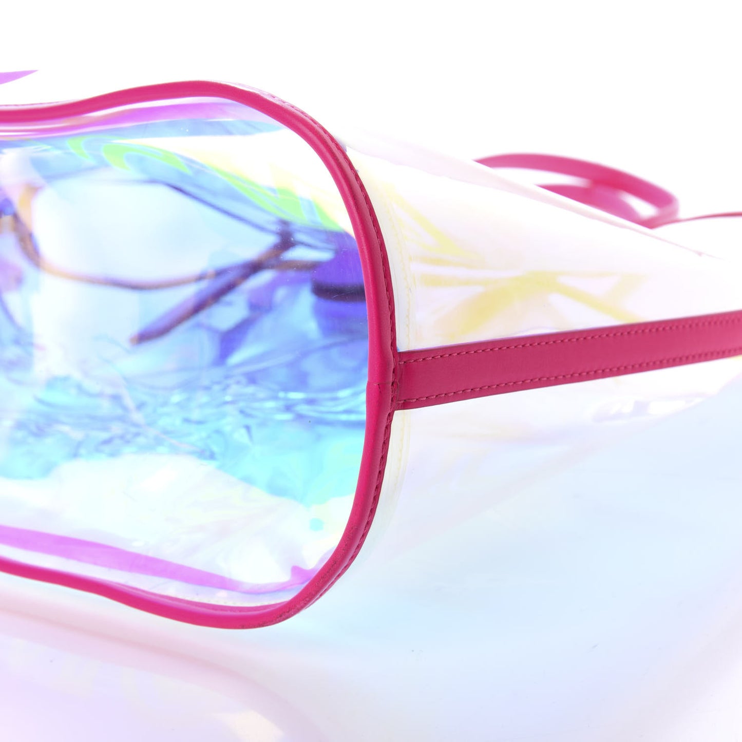 Iridescent PVC Shopper Tote Neon Pink Hologram