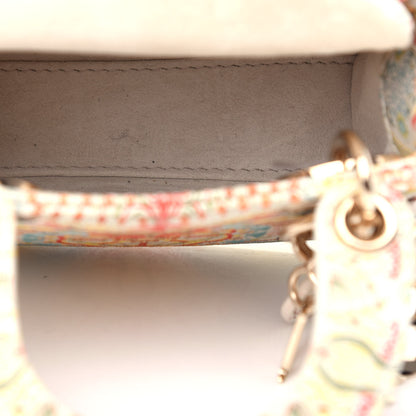 Christian Dior Calfskin Embroidered Mini Lady Dior White Multicolor 5 of 10