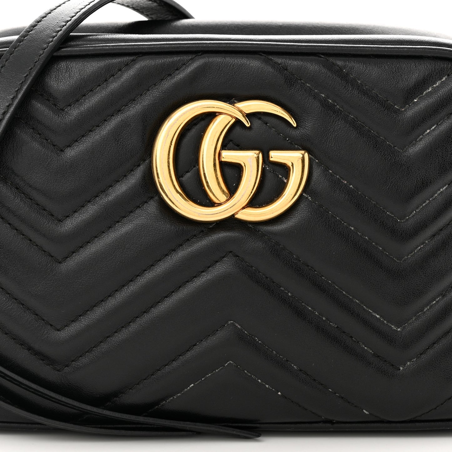 Calfskin Matelasse Small GG Marmont Chain Shoulder Bag Black