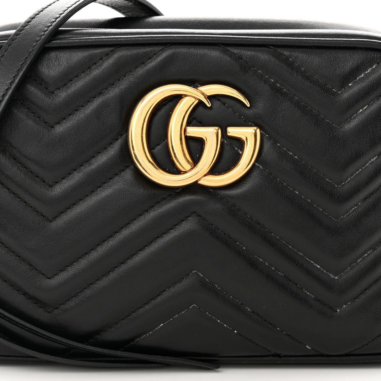 Gucci Calfskin Matelasse Small GG Marmont Chain Shoulder Bag Black 8 of 14