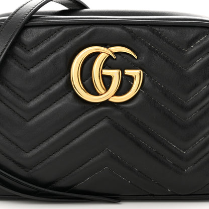 Gucci Calfskin Matelasse Small GG Marmont Chain Shoulder Bag Black 8 of 14