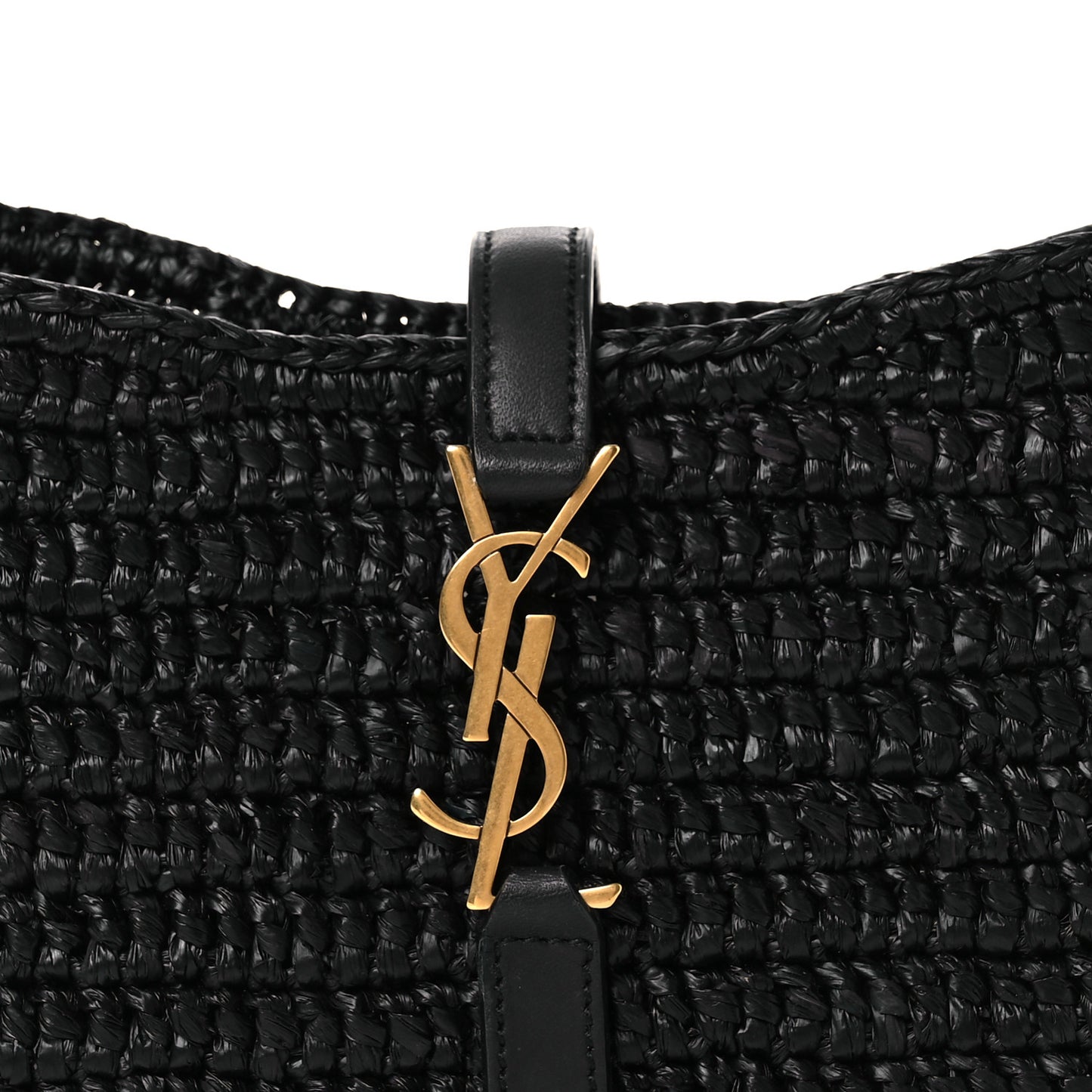 Raffia Calfskin Le 5 A 7 Mini Hobo Black