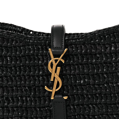 Saint Laurent Raffia Calfskin Le 5 A 7 Mini Hobo Black 9 of 11