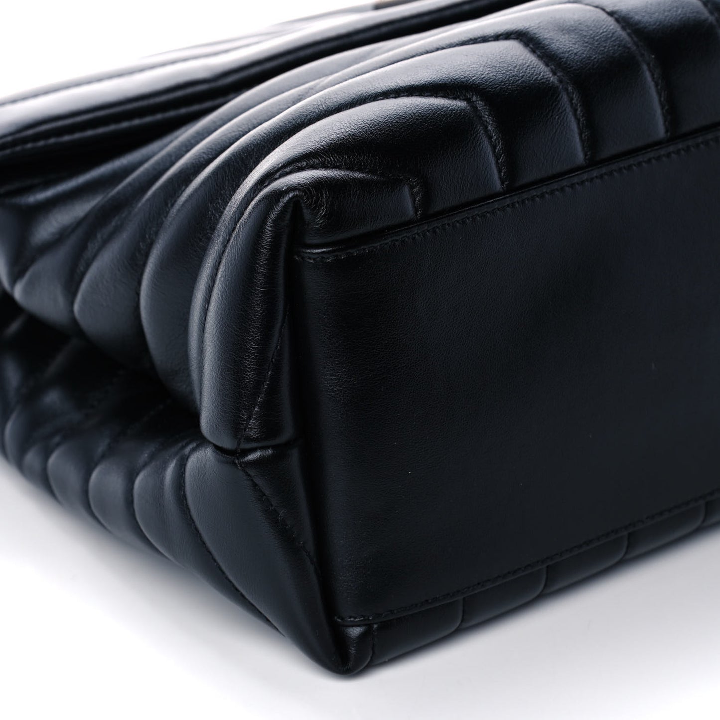 Calfskin Y Quilted Monogram Medium Loulou Chain Satchel Black