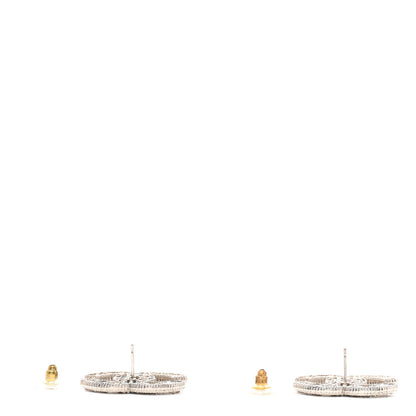 Chanel Tweed Effect CC Earrings Silver Blue Black 3 of 4