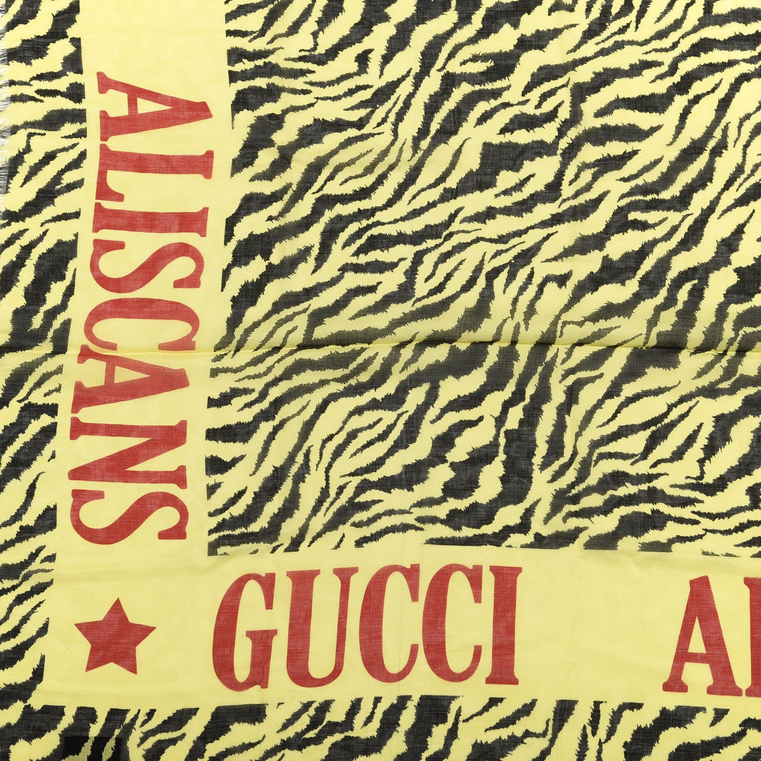 Gucci Modal Silk Zebra Print Square Scarf Yellow 2 of 3