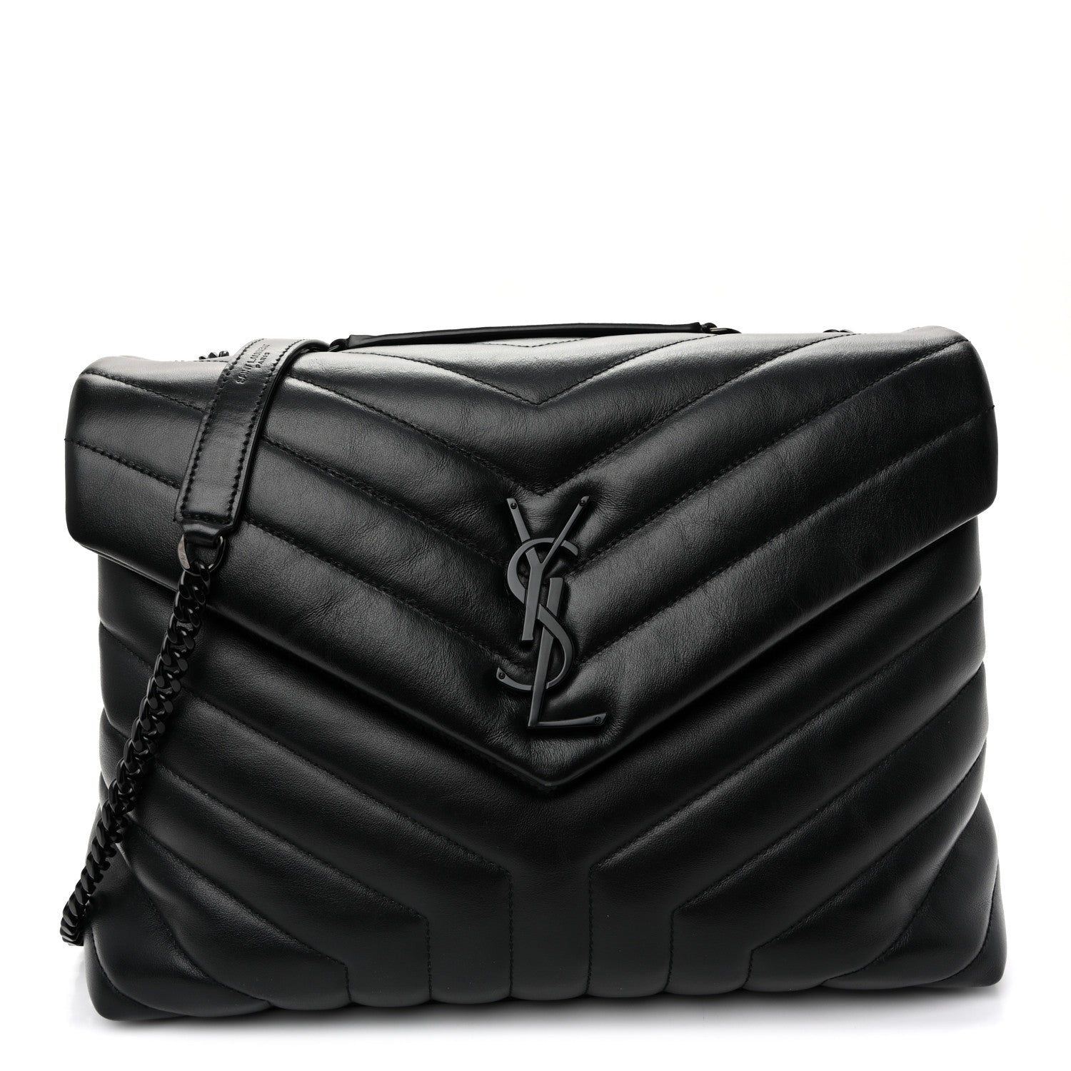 Saint Laurent Calfskin Y Quilted Monogram Monochrome Medium Loulou Chain Satchel Black 1 of 10