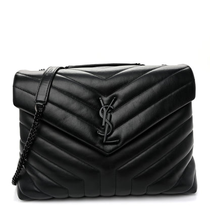 Saint Laurent Calfskin Y Quilted Monogram Monochrome Medium Loulou Chain Satchel Black 1 of 10