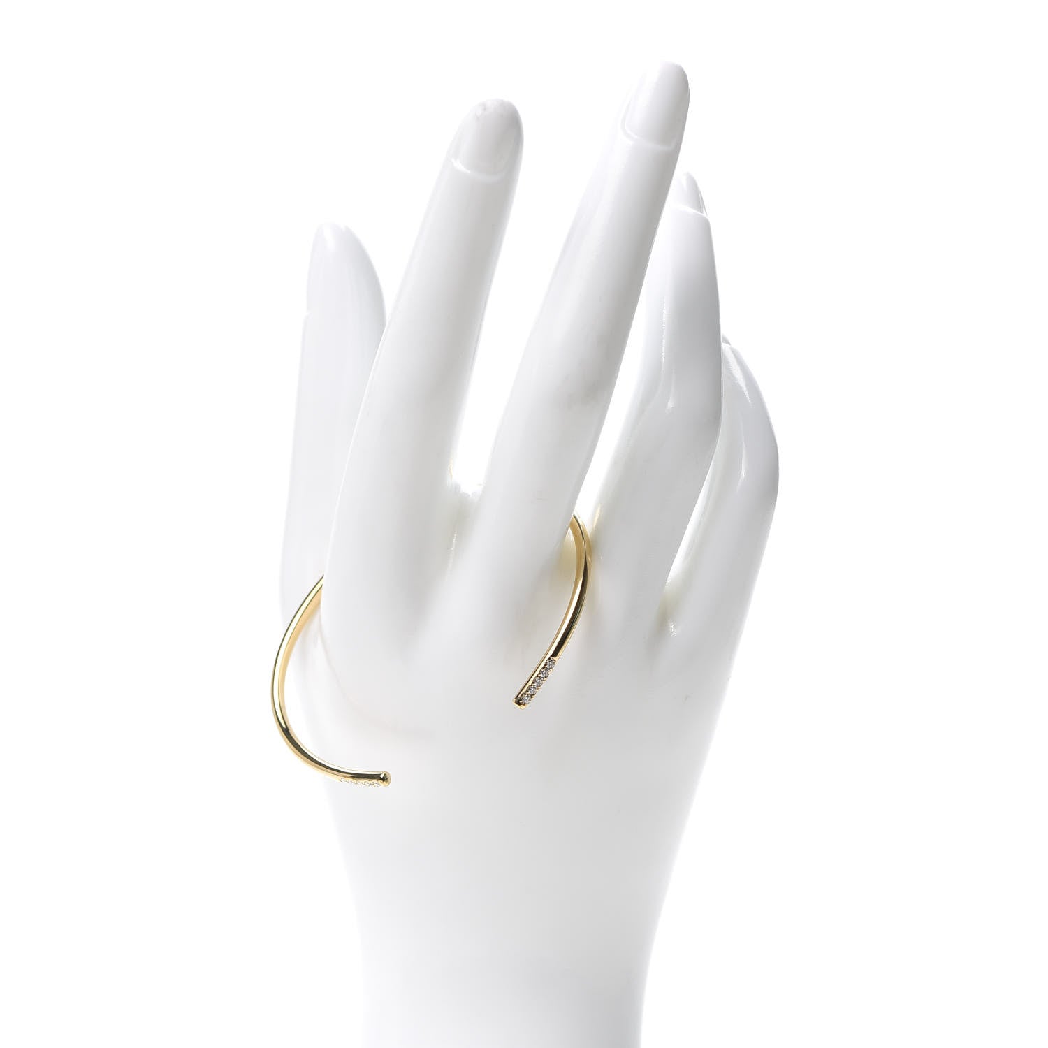 Tiffany 18K Yellow Gold Diamond Metro Wire Bracelet 2 of 5