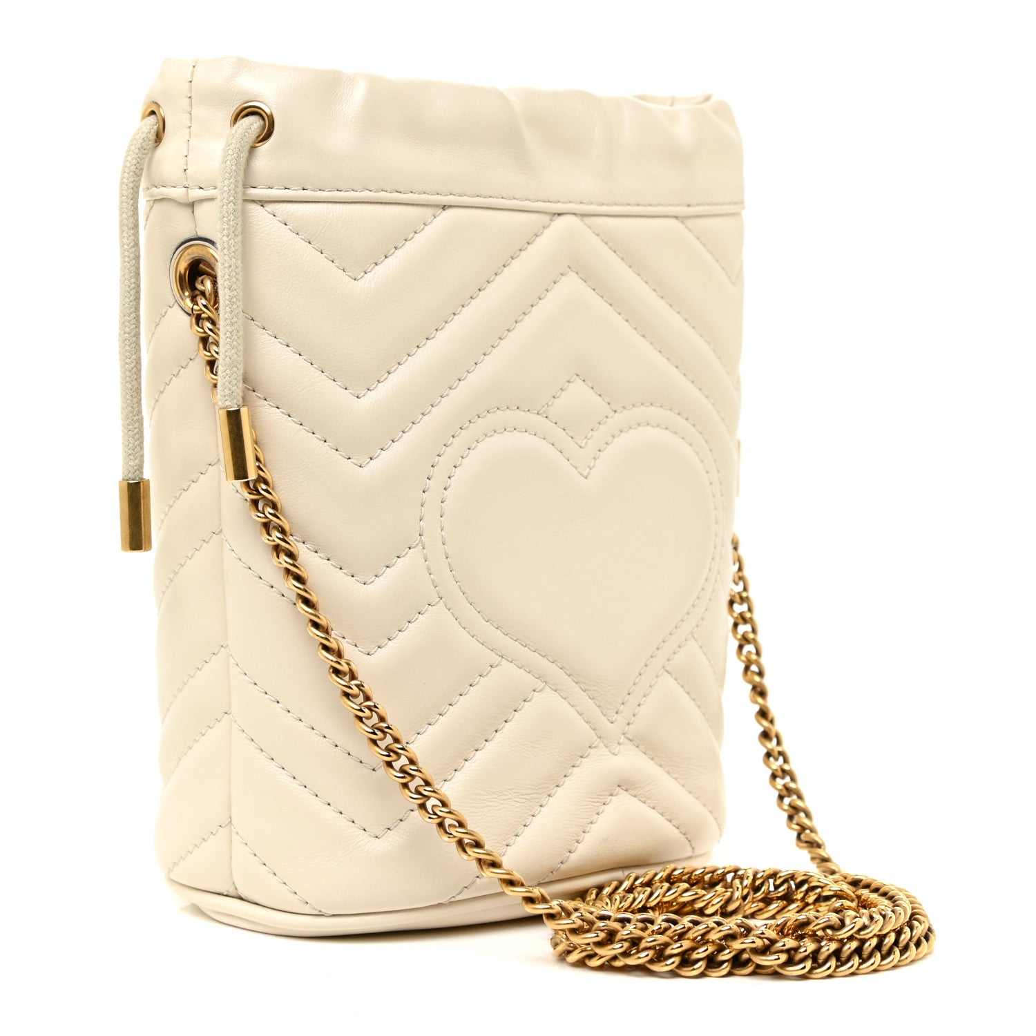 Gucci Calfskin Matelasse Mini GG Marmont 2.0 Bucket Bag White 3 of 10