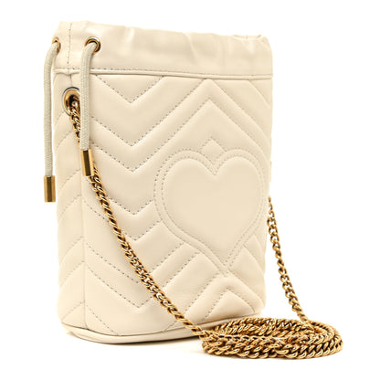 Gucci Calfskin Matelasse Mini GG Marmont 2.0 Bucket Bag White 3 of 10