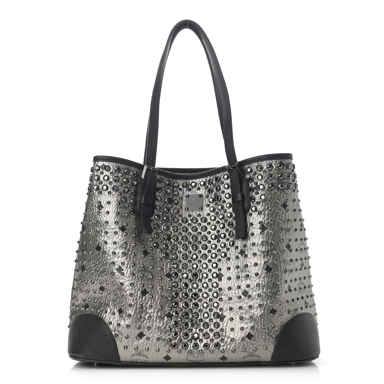 MCM Visetos Swarovski Crystal Shopper Tote Silver 1 of 15