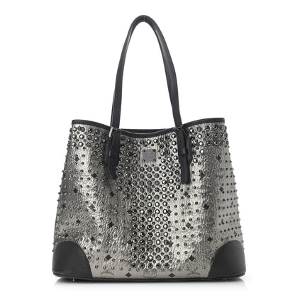 MCM Visetos Swarovski Crystal Shopper Tote Silver 1 of 15
