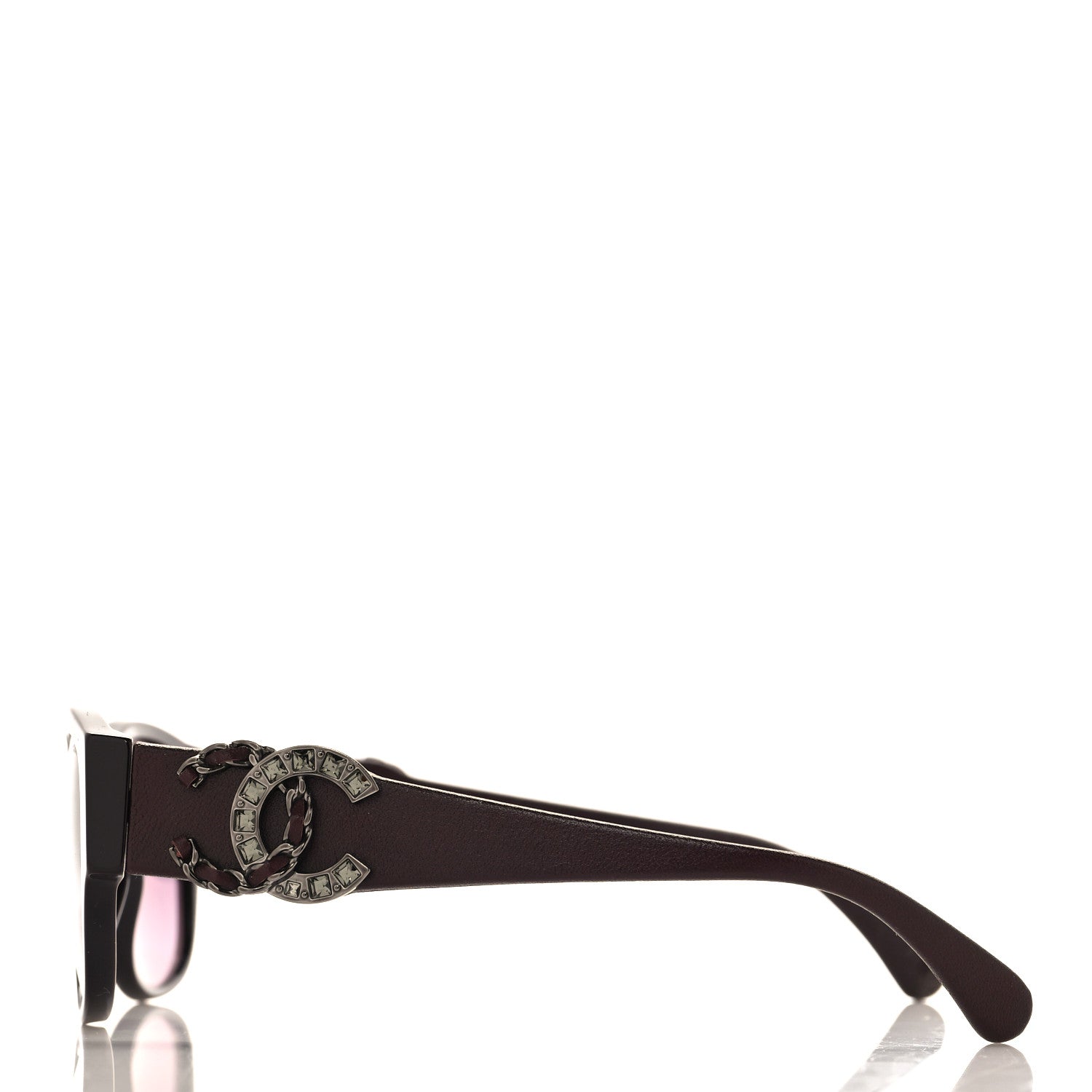 Chanel Acetate Lambskin Crystal Baguette Chain CC Sunglasses 5454-Q-B Burgundy 3 of 7