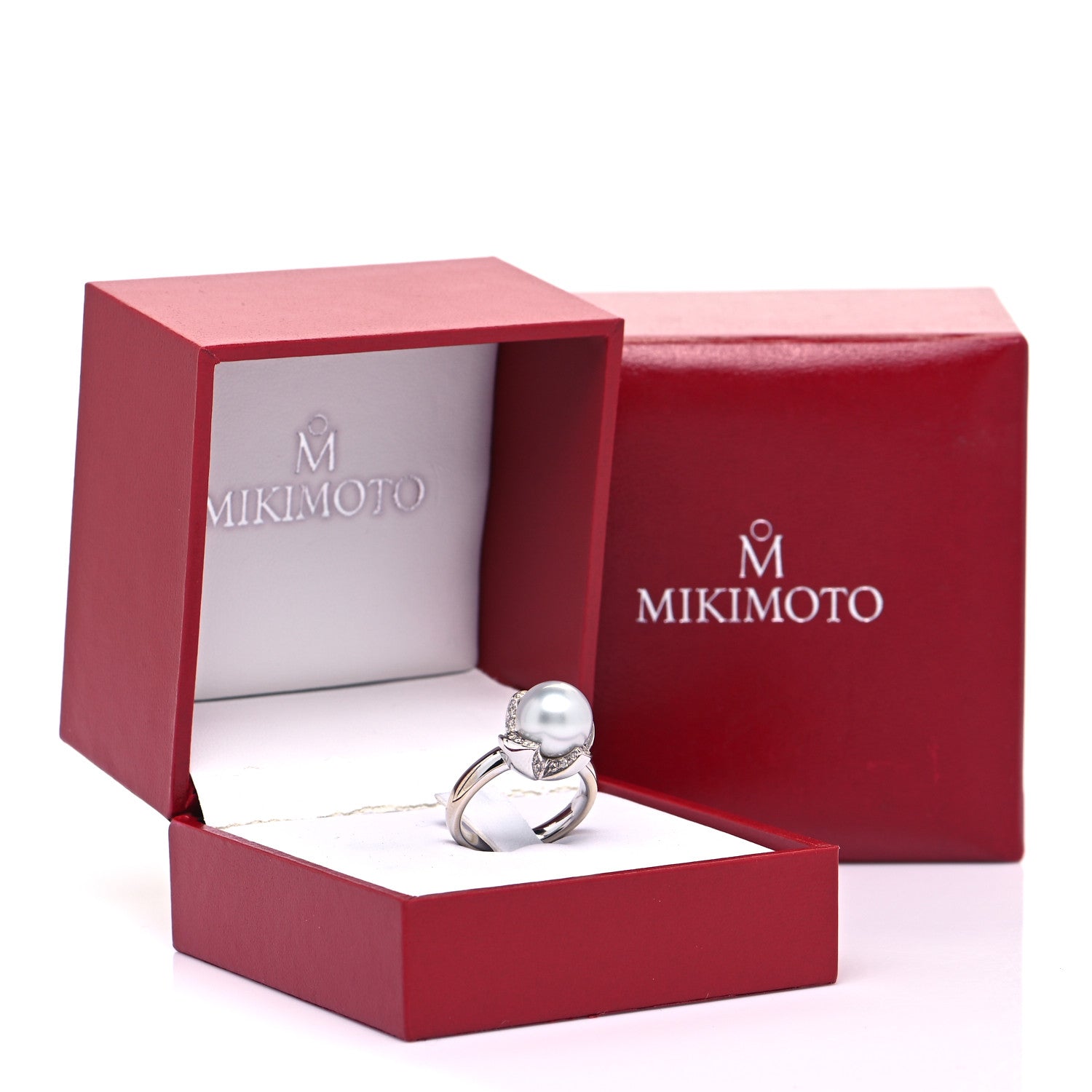 Mikimoto 18K White Gold Diamond South Sea Cultured Pearl 11mm Cocktail Ring 53 6.5 6 of 6