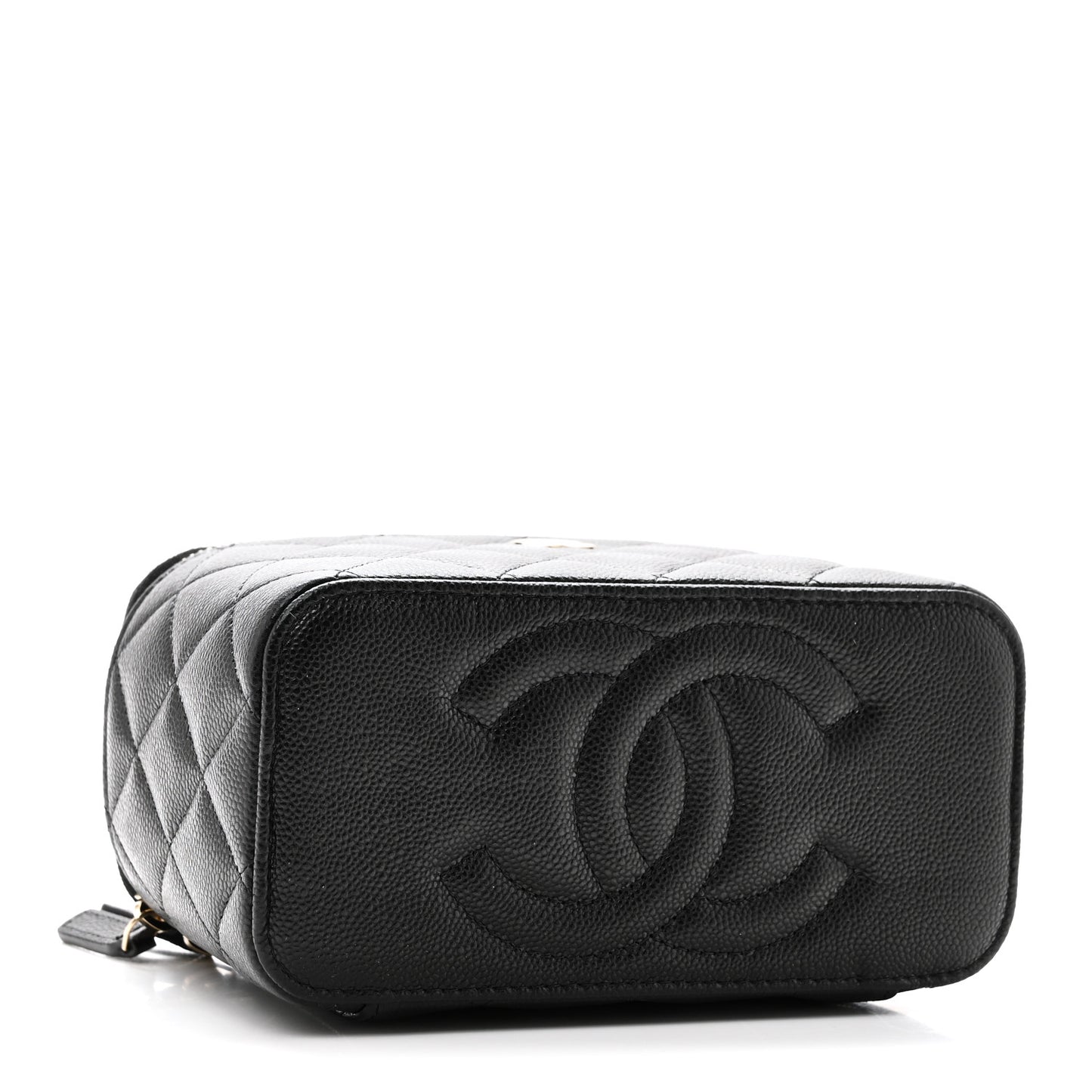 Caviar Quilted Small Vanity Case With Chain Black