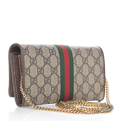 Gucci GG Supreme Monogram Web Ophidia Wallet On Chain Brown 3 of 12