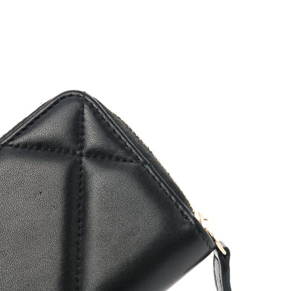 Chanel Lambskin Quilted Chanel 19 Zip Around Coin Purse Wallet Black 9 of 10