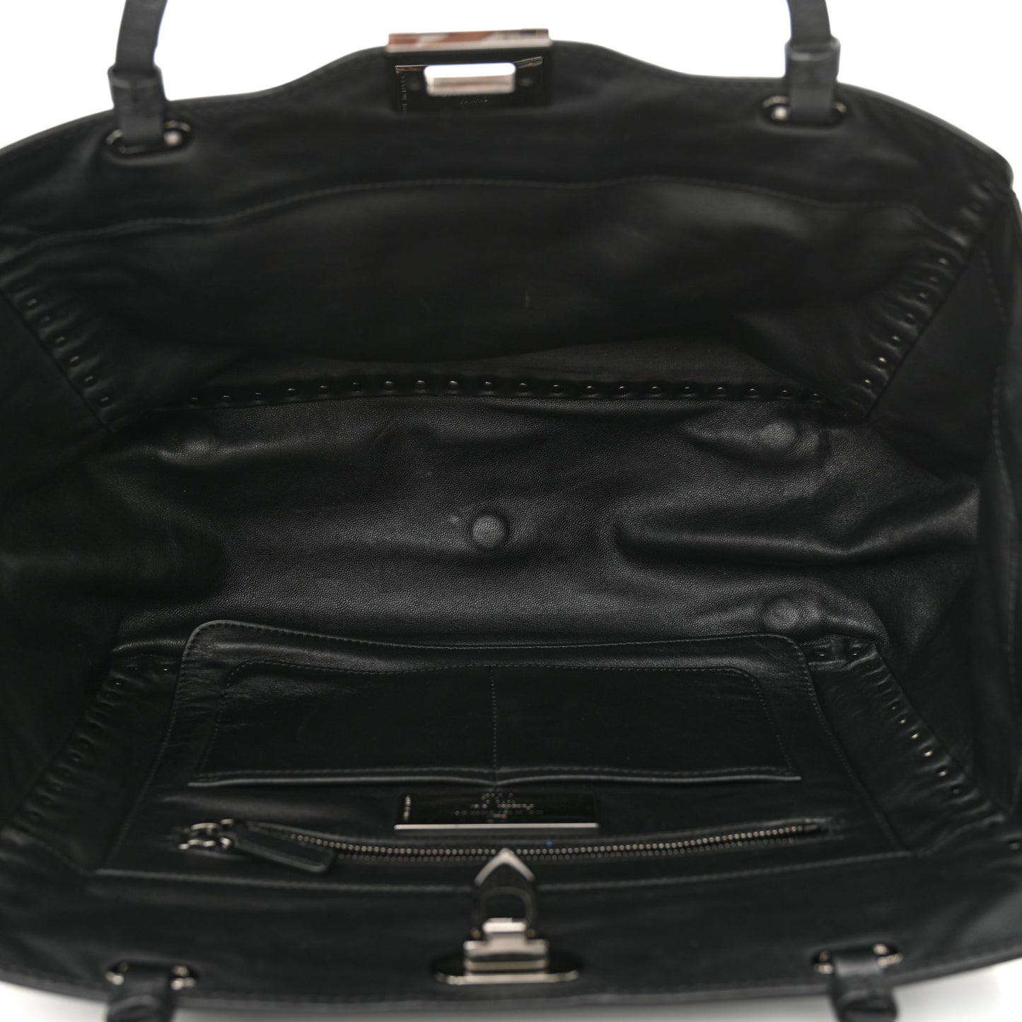 Vitello Medium Rockstud Tote Black