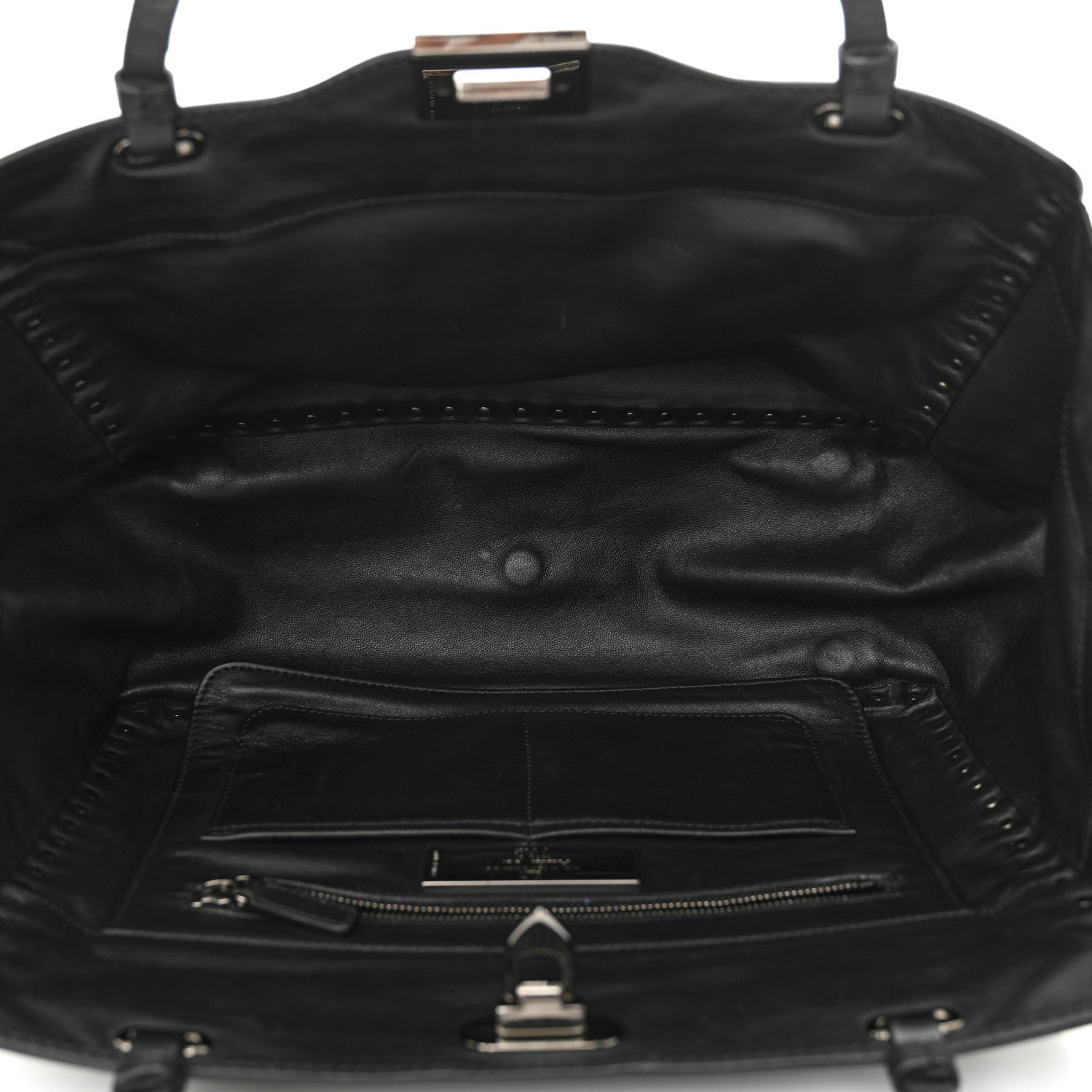 Valentino Garavani Vitello Medium Rockstud Tote Black 5 of 9