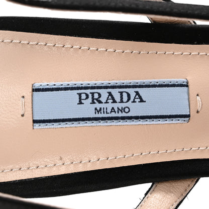 Prada Satin Bow Pointed Toe Slingback Pumps 39.5 Black 8 of 9