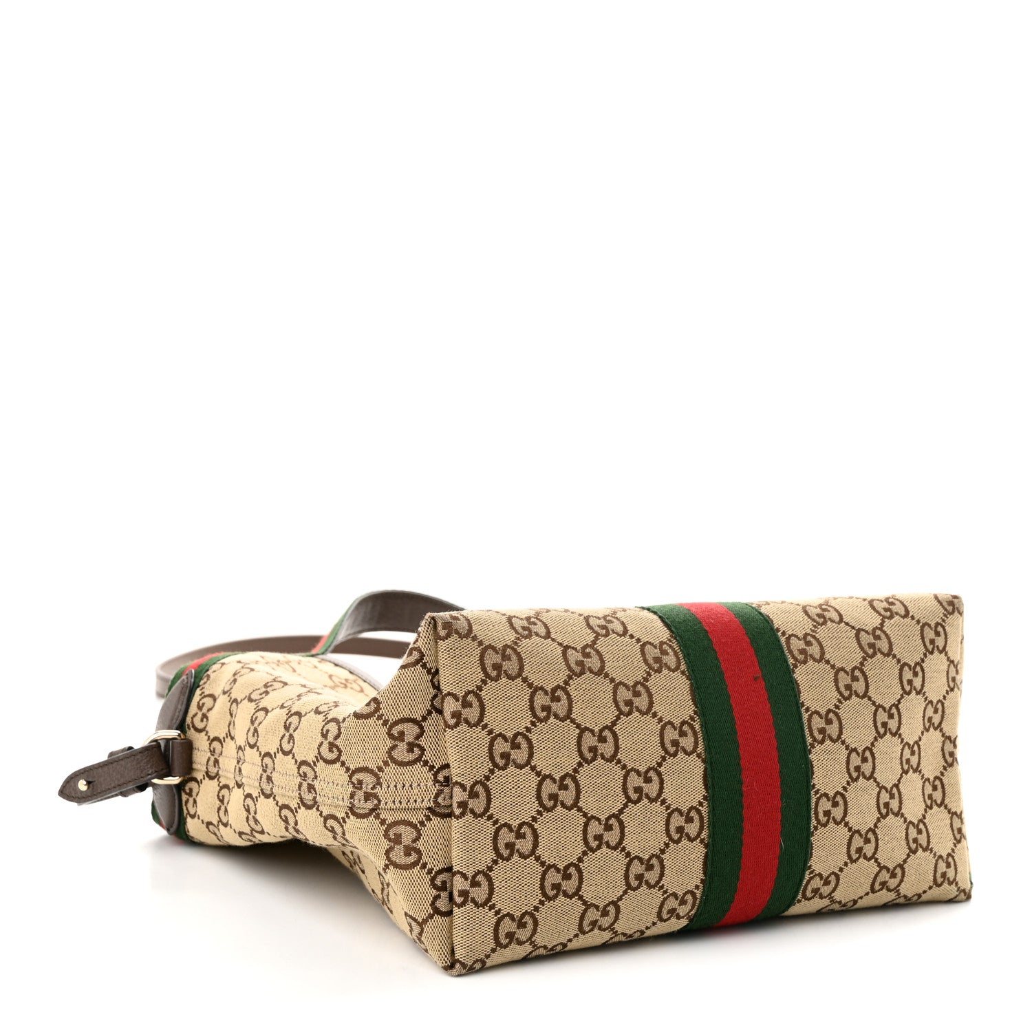 Gucci Monogram Web Small Giglio Tote Beige Dark Brown 5 of 10