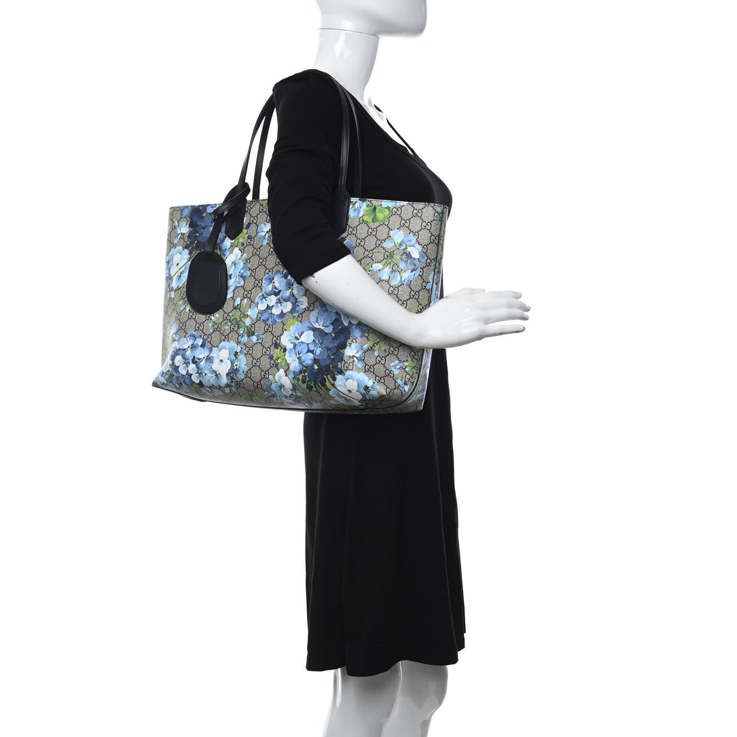 GG Supreme Monogram Blooms Medium Reversible Tote Beige Blue Navy