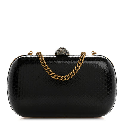 Gucci Snakeskin Crystal Tiger Broadway Clutch Black 1 of 12