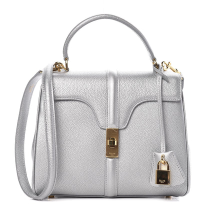 Celine Laminated Grained Calfskin Small 16 Top Handle Bag Silver 1 of 9