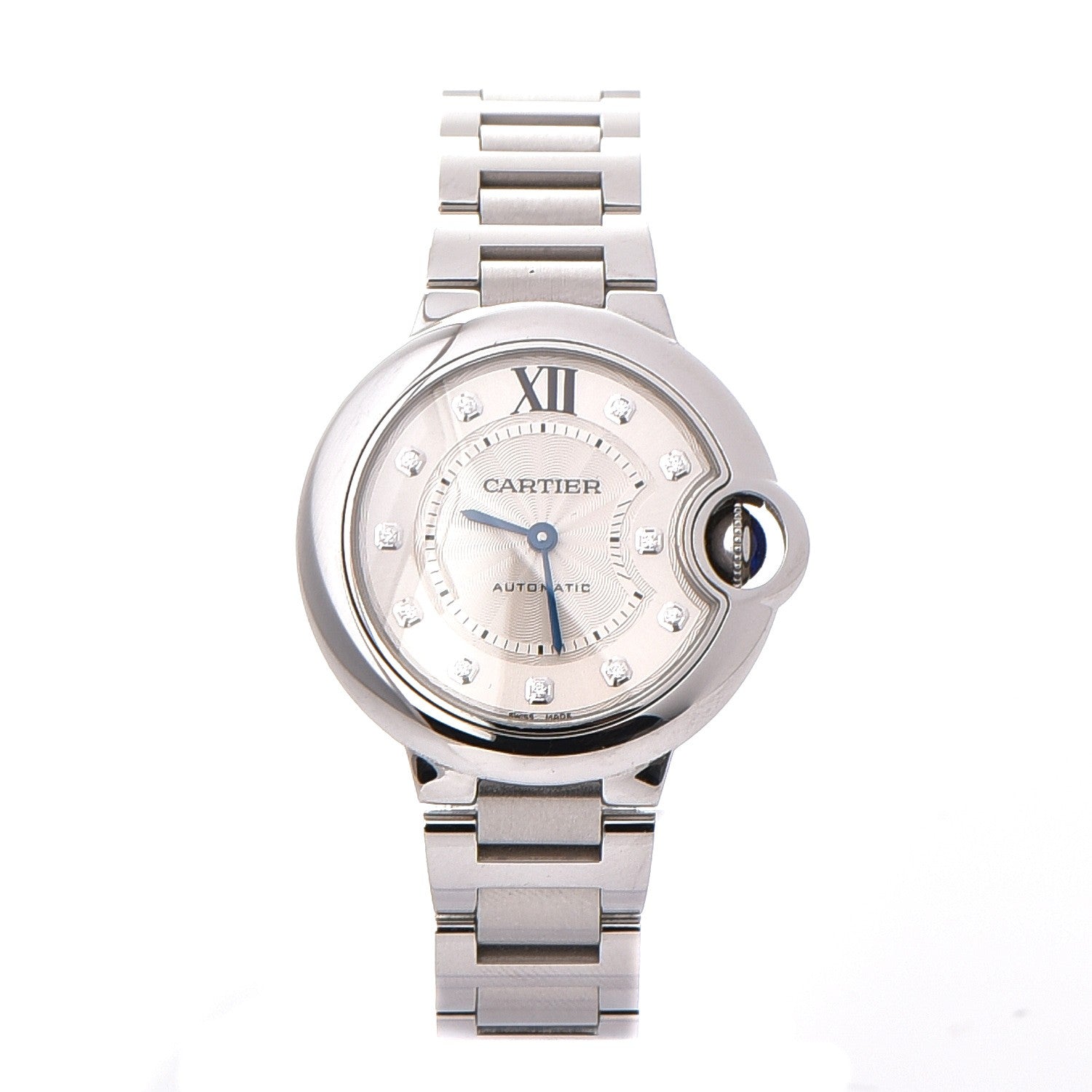 Cartier Stainless Steel Diamond 33mm Ballon Bleu De Automatic Watch 8 of 14