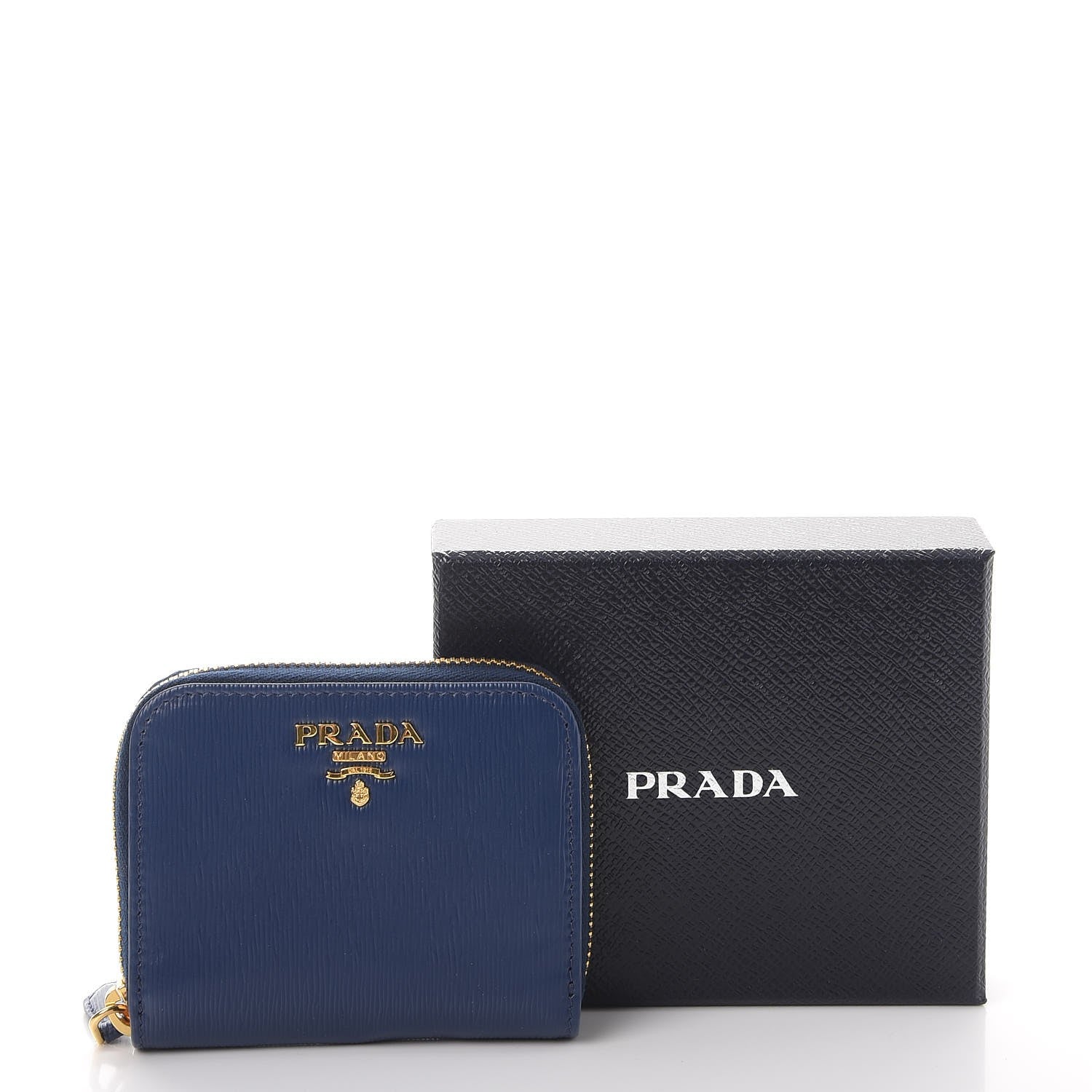 Prada Vitello Move Metal Coin Purse Bleuette 8 of 8