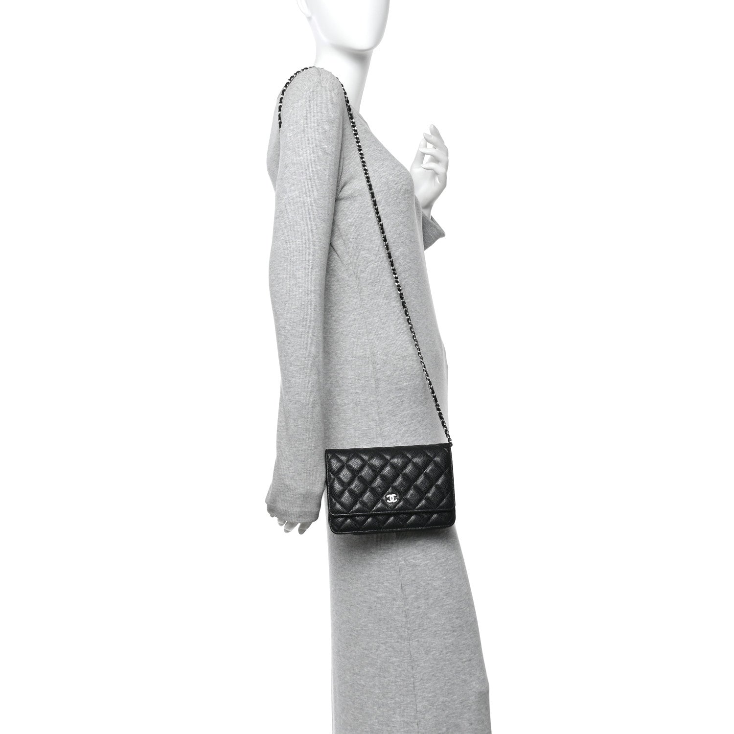 Chanel Caviar Quilted Wallet on Chain WOC Black 2 of 12